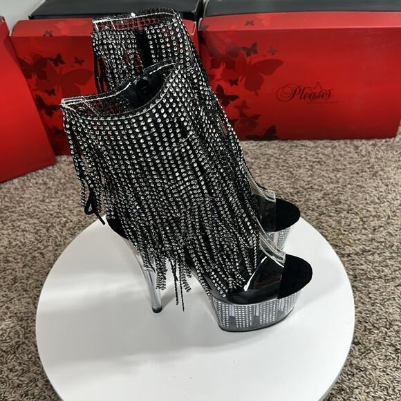 Adore-1017SRS Black Rhinestone Fringe Bootie $110 - Picture 12 of 16